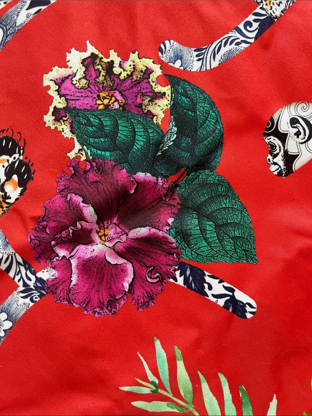 Spoonflower Chinoiserie Frolic Fabric round table cloth tropical colorful floral